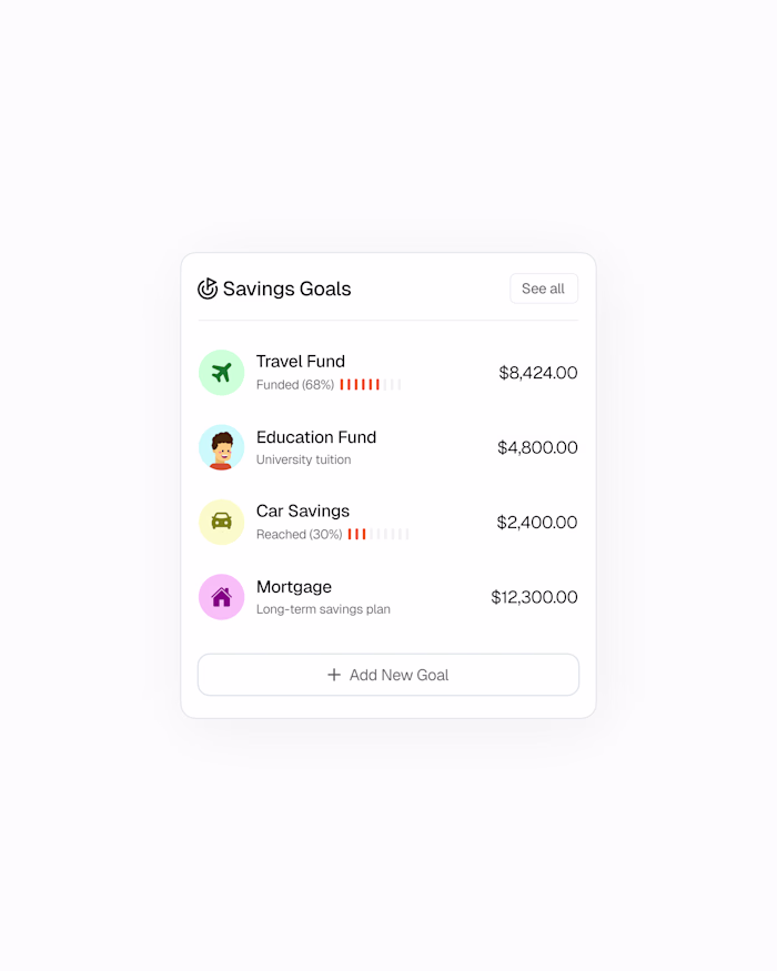 Saving goals UI Component