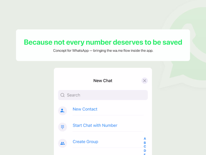 WhatsApp – Chat Without Saving Number (iOS Redesign)