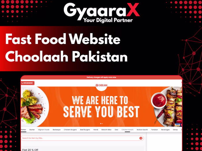Responsive Fast-Food Ordering Site for Choolaah Pakistan