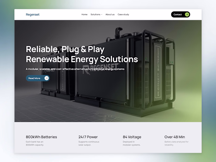 Landing page Design for Renewable Energy Solutions