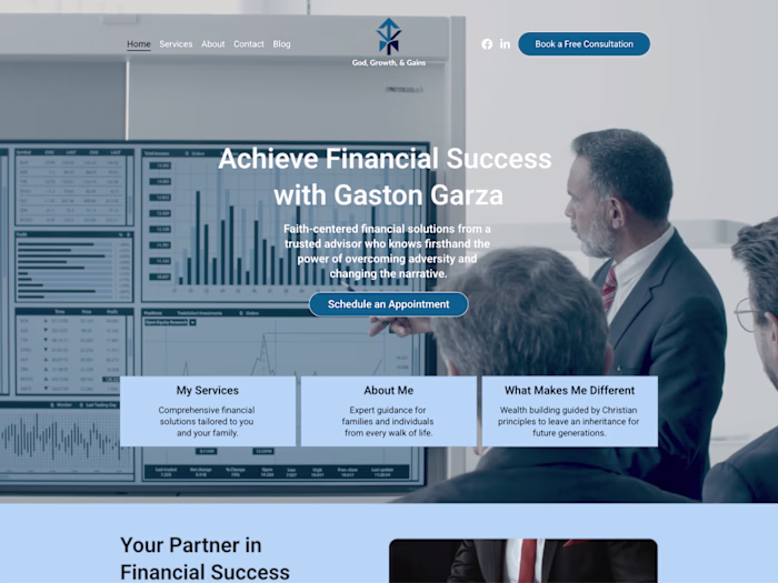 God, Growth, & Gains Financial Services Website Design