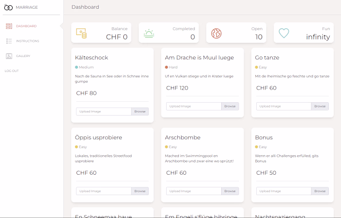 Honeymoon Challenge Web Application