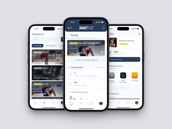 SmartFlex - Fitness Mobile App Design & Frontend Development