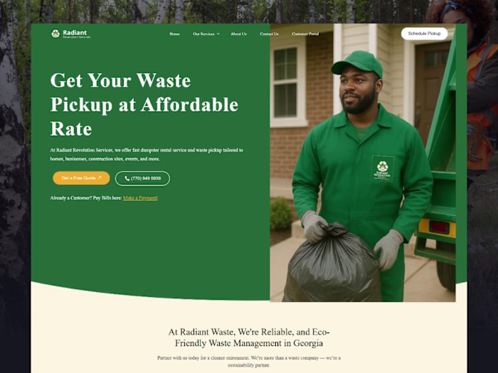 Radiant Revolution Services WordPress Design