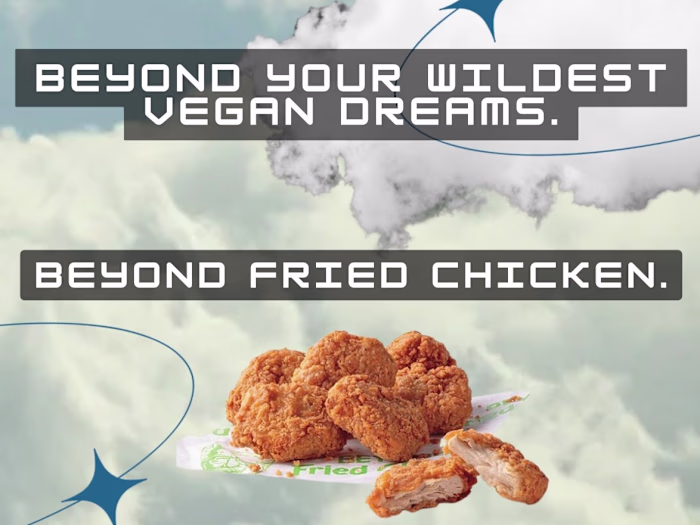 One Page Social Media Ad - KFC vegan fried chicken.
