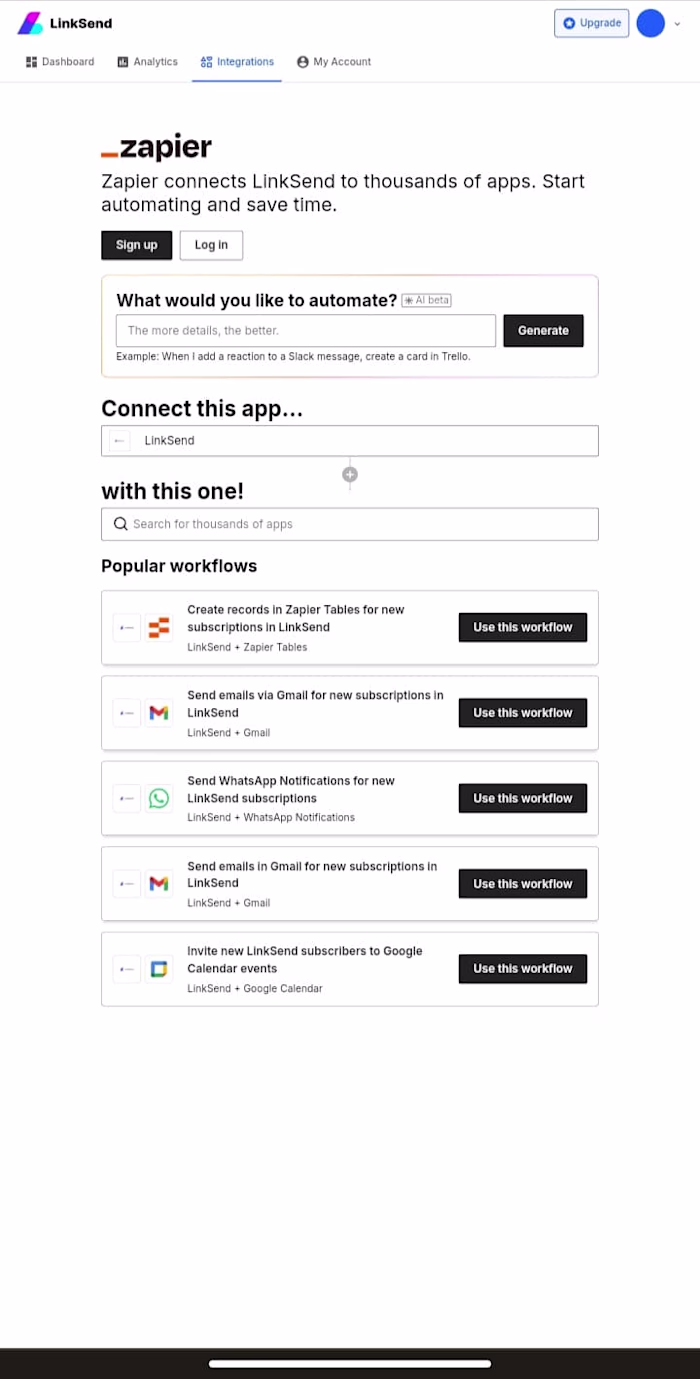Linksend a lead generation platform built with Bubble io