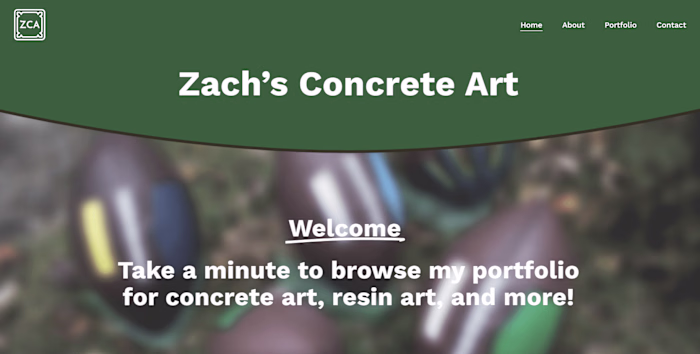 Zach's Concrete Art - Squarespace Website