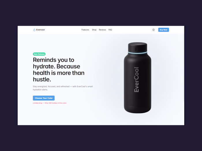 EverCool Landing Page Design