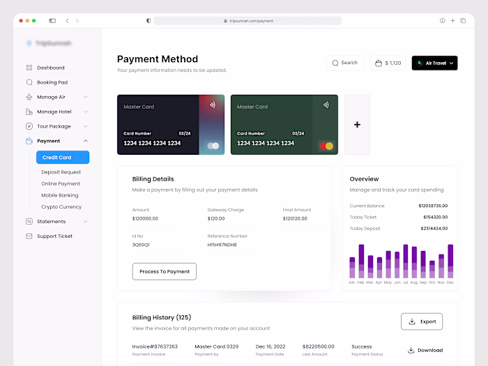 Payment Method- B2B Booking Software