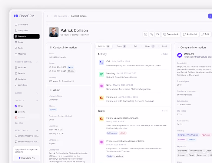 Most beautiful & functional CRM contact details dashboard de...