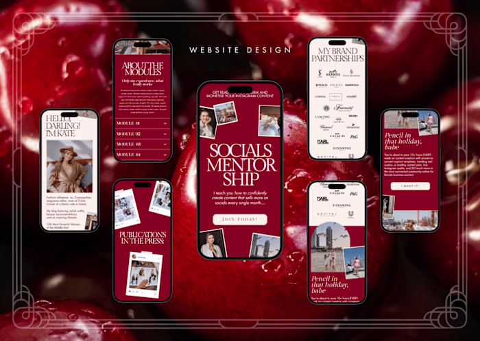 Personal website for influencer and her online course