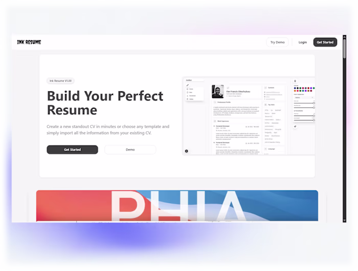 Ink Resume:Mordern Website 