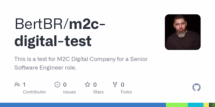 GitHub - BertBR/m2c-digital-test: This is a test for M2C Digita…