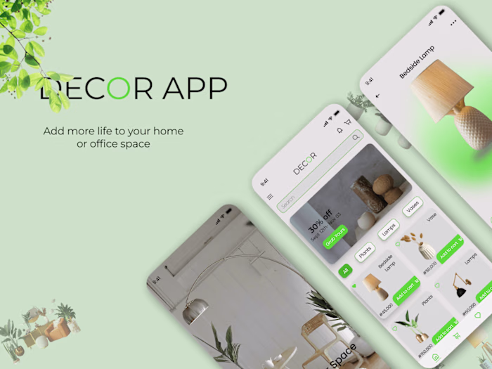 A UI design for a decor app 