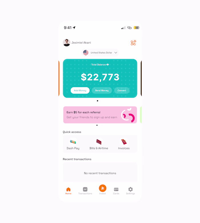 Fintech mobile application I just finished working on.