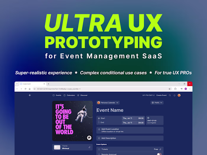 Ultra-realistic functional prototype of Event Management / SaaS 