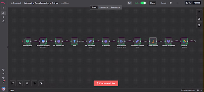 I built a workflow on n8n that: - Retrieves latest Zoom meet...