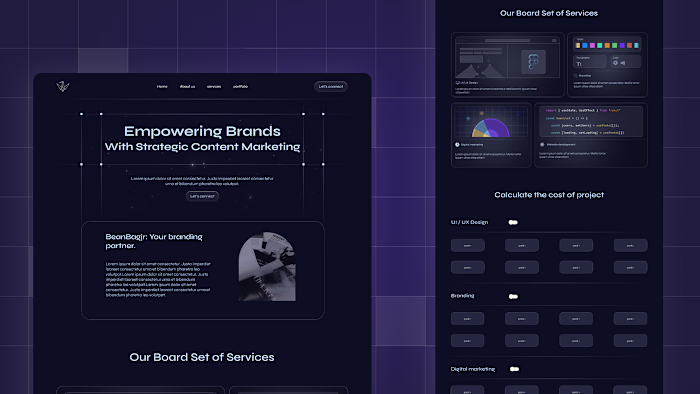 DARK THEMED LANDING PAGE FOR CONTENT MARKETING AGENCY