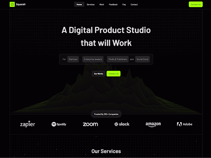 SquareIt - Digital Studio Landing Page - Personal Project