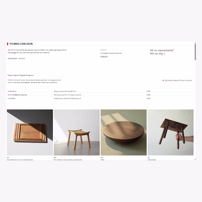 Portfolio for woodworking