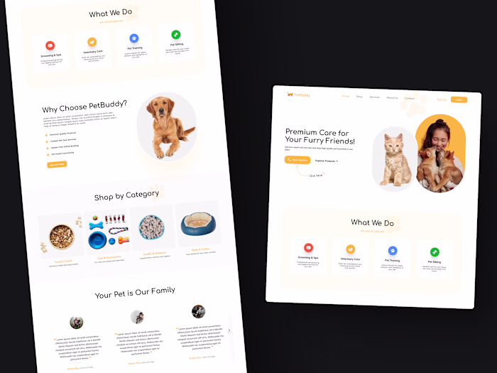 🐾 PetBuddy – Pet Care & Products Landing Page 🐾