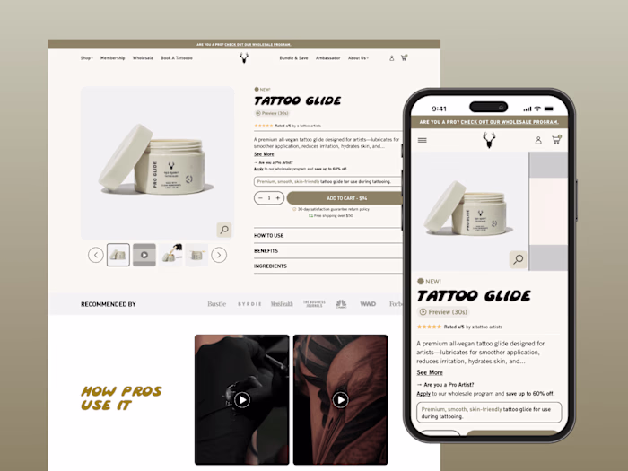 Mad Rabbit Tattoo Glide Landing Page