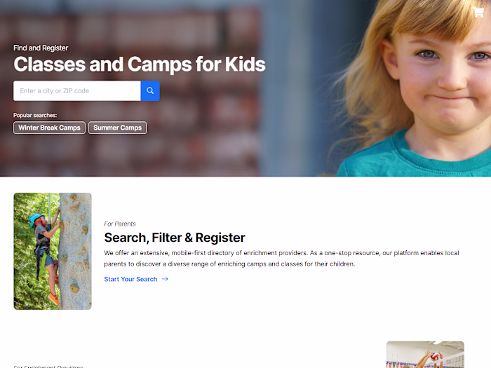 Kids' Classes and Camps Platform on Nuxt.js
