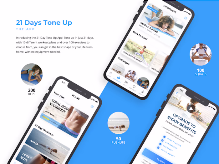 Workouts - 21 Days Tone Up - UI/UX Design