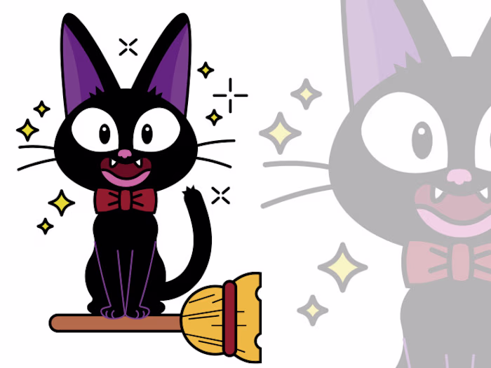 How to draw Jiji the cat (Kiki's Delivery Service)