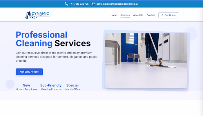 Dynamic Cleaning Expert – Cleaning Services Website