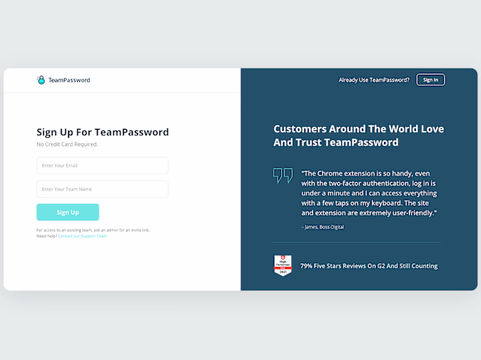 TeamPassword Onboarding Flow