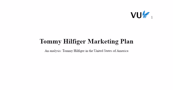 Tommy Hilfiger US Marketing Plan for New Product Line