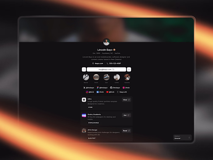 Linker · Link in Bio Framer Template