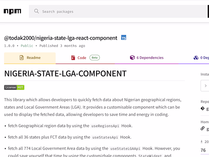 Nigeria-states-lga react library