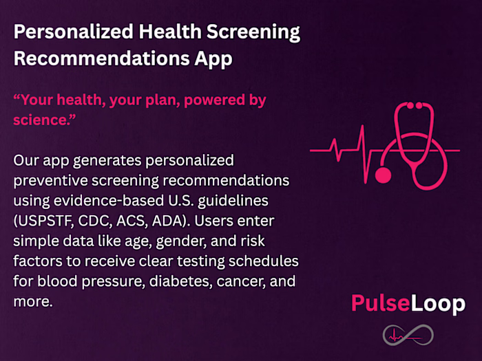 Personalized Health Screening Recommendations App