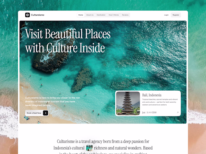 Interactive Travel Agency Landing Page Design