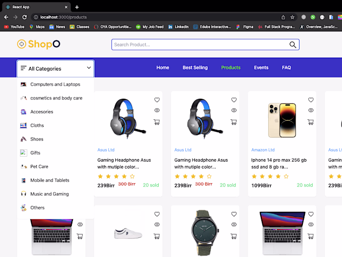 E-commerce development using MERN Stack
