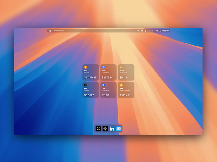 Crypto Price Action Widget with MacOS Sequioa Design