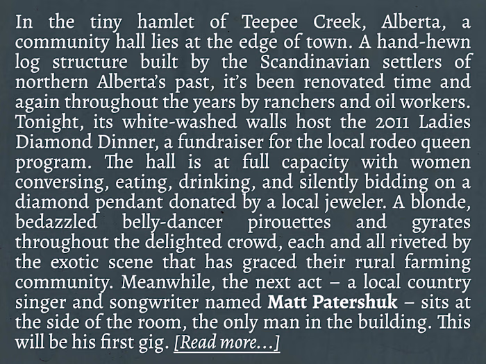 Artist Bio - Matt Patershuk (2016)