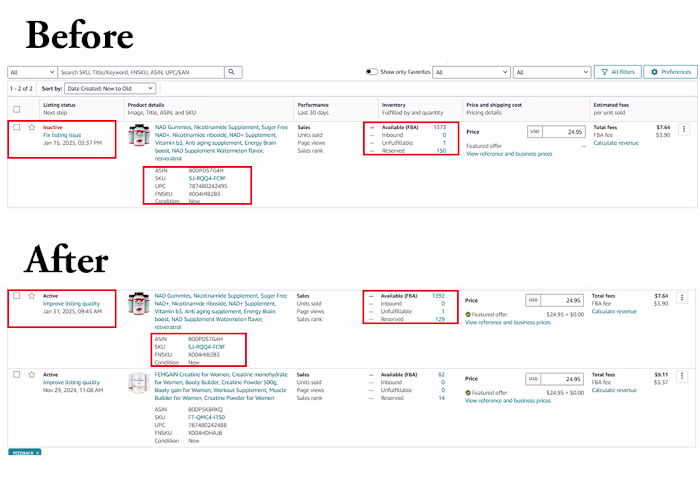 Successfully Reinstated Amazon FBA Listing – 1,392 units