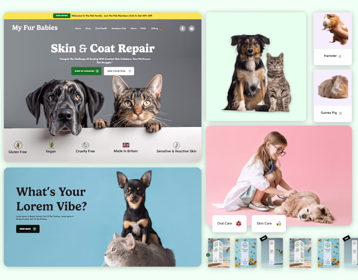 Pets Skin & Oral Care Website UI/UX Design & Shopify Development