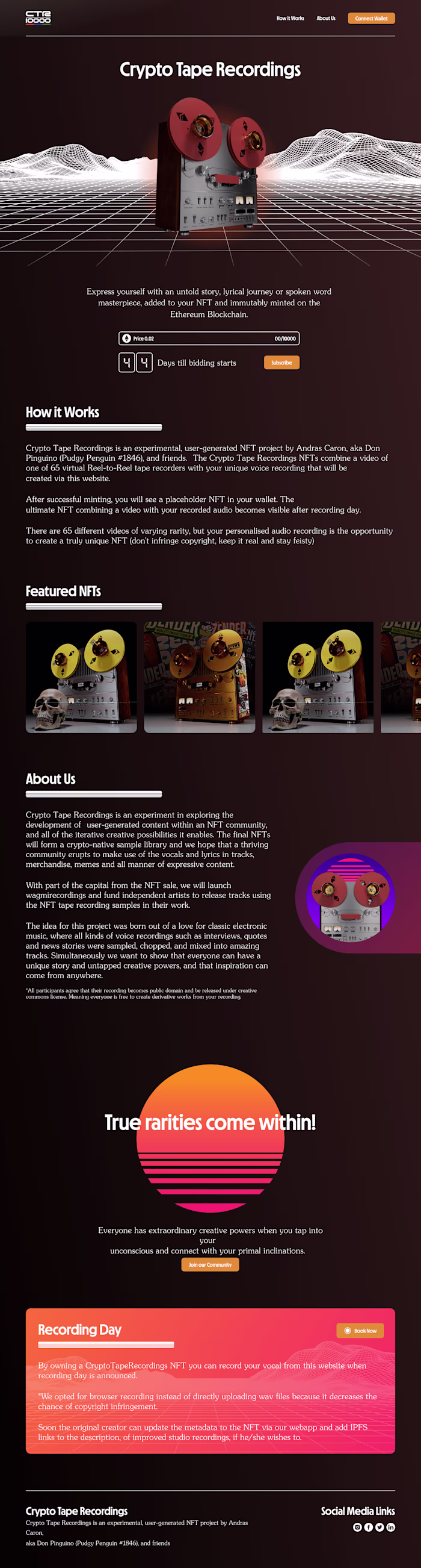 Crypto Tape Recordings - NFT Landing Page Project