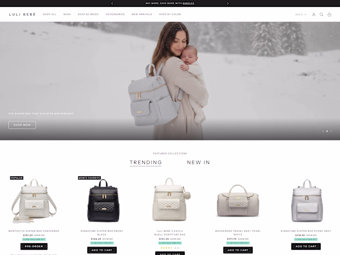 Custom Shopify Development for LuliBebe Luxury Diaper Bags Store
