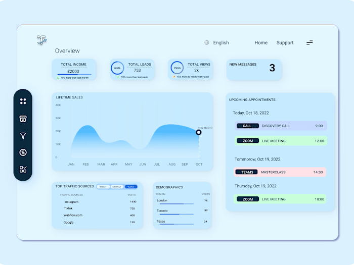 Analytics dashboard.