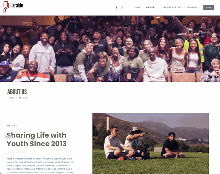 Parable Website Project (Non-Profit, Fundraising)