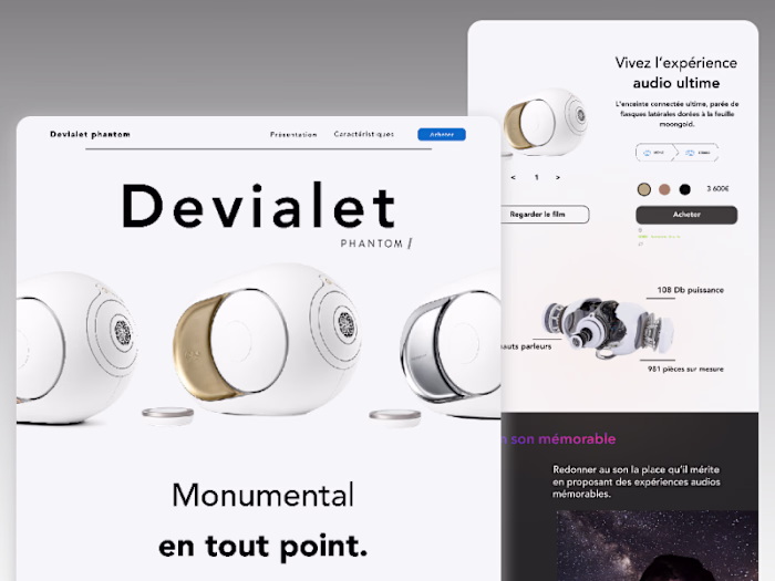 Devialet Landing page redesign
