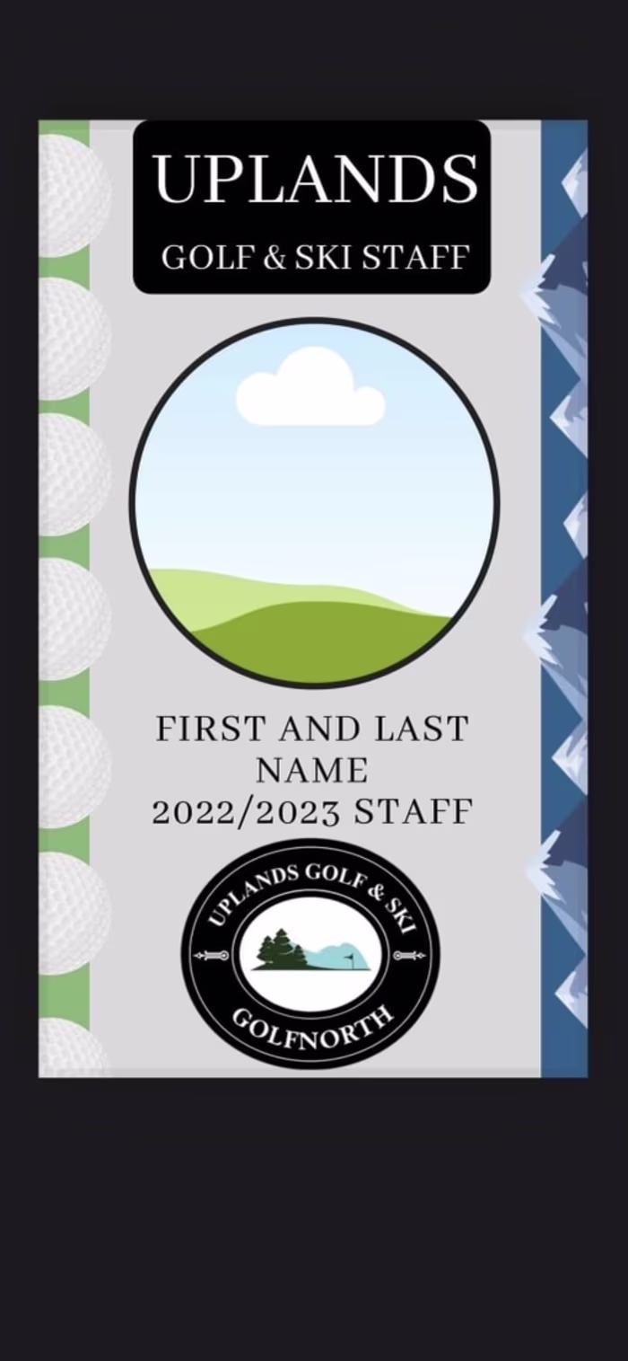 Staff Cards for Uplands Golf and Ski Course