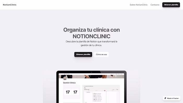 Notion template & Landing page to manage private clinics