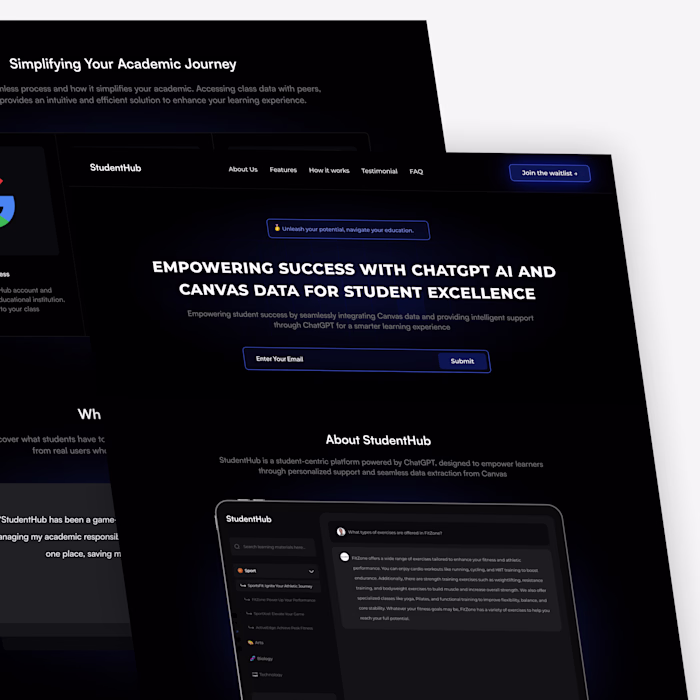 StudentHub - AI Learning Landing Page
