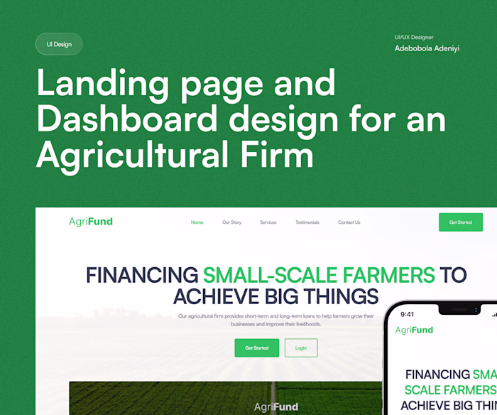 Landing page design for an Agricultural Firm